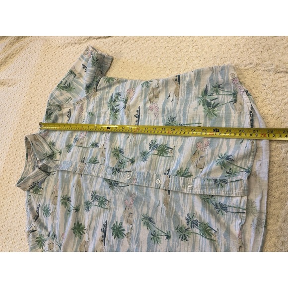 Chaps‎ Coastal Wash Men's Hawaiian Shirt – Size L -100% Cotton Chambray - Picture 4 of 13